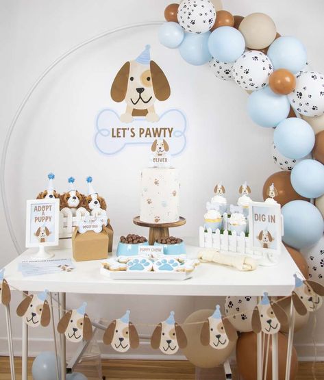 Puppy Party Theme, Dog Themed Birthday, Puppy Baby Shower, Dog Party Decorations, Dog Themed Birthday Party, Puppy Decor, Dog Themed Parties, Puppy Birthday Parties, Ideas Cumpleaños