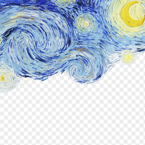 Starry Night Template, Canvas Hacks, Starry Night Illustration, Edit Assets, Van Gogh Pattern, Van Gogh Famous Paintings, Starry Night Background, Png Border, Museum Logo