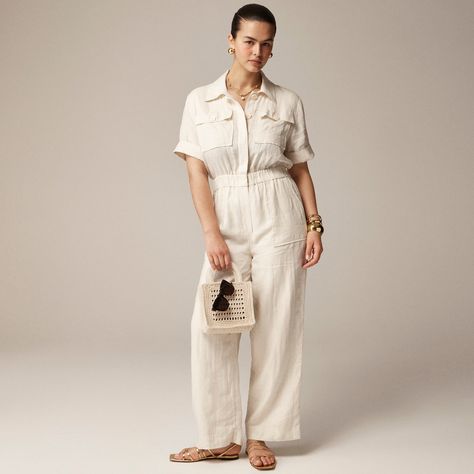 Linen jumpsuit Cream Jumpsuit Outfit, Cream Jumpsuit, Beige Jumpsuit, Jumpsuit For Women, Jcrew Collection, Linen Jumpsuit, Jumpsuit Outfit, White Jumpsuit, Linen Shop