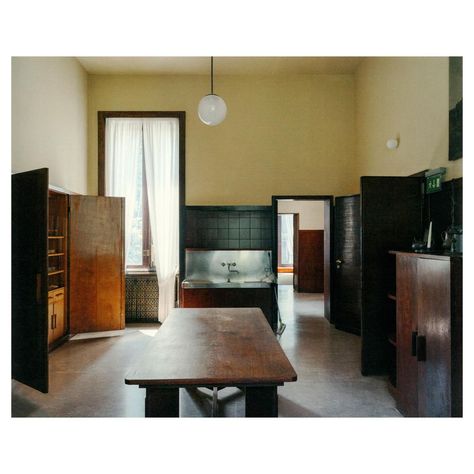 Back of House at Villa Necchi Campiglio (1932-1935) Piero Portaluppi, Milan.  Tucked away on Via Mozart and surrounded by lush grounds… | Instagram Villa Necchi Campiglio, Villa Necchi, Luca Guadagnino, Back Of House, Moody Interiors, Kitchen Cabinetry, Kitchen Cabinet Design, Kitchen Counter, Kitchen Renovation