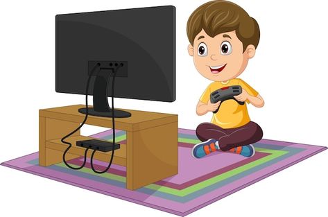 Cartoon little boy playing video game | Premium Vector #Freepik #vector #gamepad #gaming-controller #joystick #gaming-console Christmas Wish List Template, Weather Activities Preschool, Video Game Drawings, Play Computer Games, Play Video Games, Gaming Controller, Weather Activities, Activities Preschool, Cartoon Boy