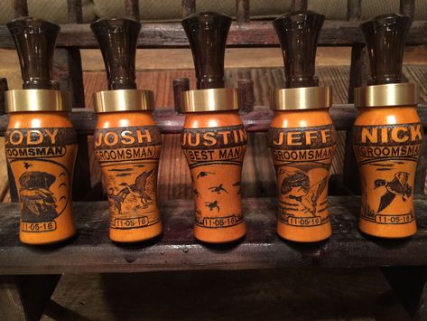 Arkie Mallard Calls Personalized, engraved duck calls for groomsmen gifts www.arkiemallardcalls.com Duck Hunting Wedding Ideas, Hunting Groomsmen Gifts, Duck Hunting Wedding, Gloves Gift Ideas, Gift Ideas For Teen Boys, Duck Hunting Decor, Wedding Gift To Husband, Sons Wedding, Led Gloves