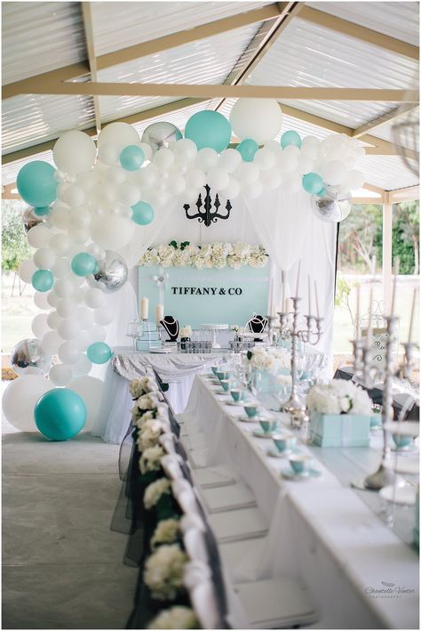 Tiffany 21st Birthday Party, Tiffany & Co Backdrop, Tiffany Balloon Garland, Breakfast At Tiffany’s Balloon Arch, Tiffany And Co Bday Party, Tiffany Blue Engagement Party, Tiffany And Co Theme Party Backdrop, Tiffany And Co Balloon Decor, Tiffany Co Birthday Party