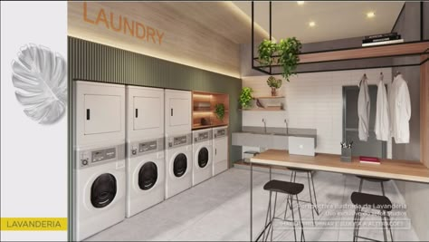 Laundry Self Service Ideas, Laundry Store Design, Laundry Shop Interior Design, Laundry Store Design Ideas, Laundromat Design, Laundry Corner, Laundromat Ideas, Laundry Cafe, Laundry Lounge