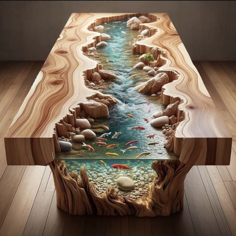 Seni Resin, Diy Resin Table, Luxe Bed, Epoxy Wood Table, Wood Table Design, Unique Furniture Design, Resin Furniture, Home Inspo, Diy Furniture Table