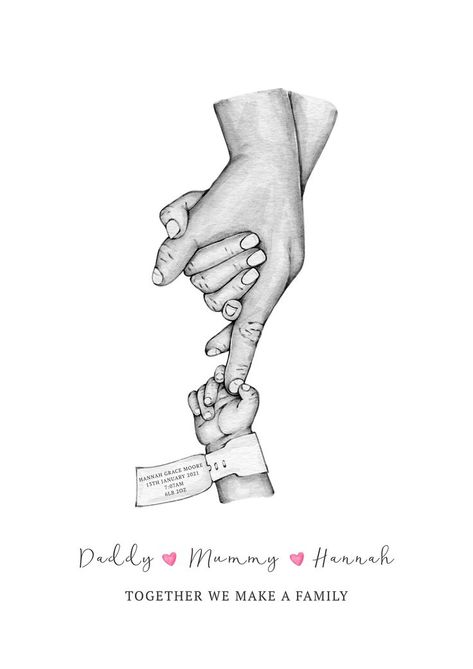 Hand Print Mothers Day, Baby Hand Tattoo, Tato Jam, Mother Father And Baby, Family Hand Prints, Ballerina Illustration, Baby Tattoo Designs, Flamingo Vector, Family Tree Print