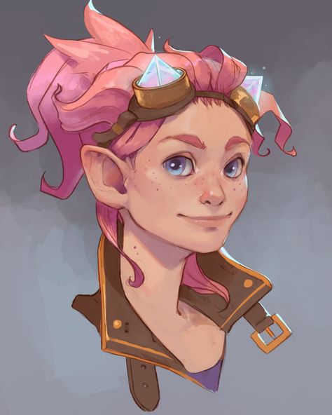 Female Halfling Character Art, Gnome Female Dnd, Female Gnome Dnd, Fairy Artificer, Pink Dnd Character, Halfling Artificer, Halfling Character Art, Gnome Artificer, Dnd Gnome