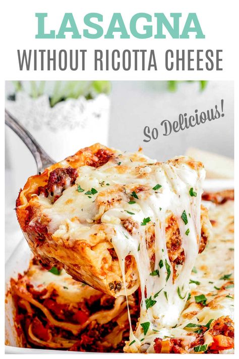 Cream Cheese Lasagna Recipe, Homemade Lasagna No Ricotta, Easy No Meat Lasagna Recipe, Substitute For Ricotta Cheese In Lasagna, Lasagna Recipe Quick, Lasagna Recipes Without Ricotta, Bechamel For Lasagna, Lasagna With Veggies And Meat, Boursin Cheese Lasagna