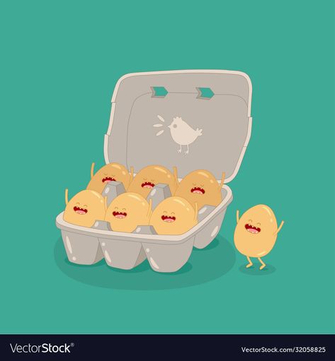 Egg Carton Illustration, Funny Image, Egg Box, Image Vector, Egg Carton, Carton Box, Bird Art, Funny Images, Donuts