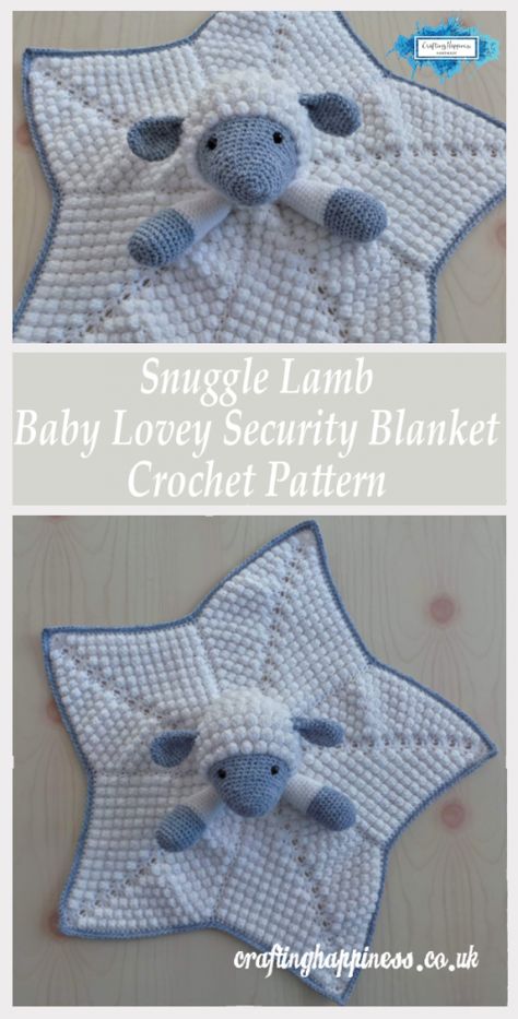 Liam The Lamb Baby Lovey Crochet Pattern | Crafting Happiness Security Blanket Crochet Pattern, Baby Lovey Blanket, Crochet Security Blanket, Crochet Baby Blanket Beginner, Blanket Tutorial, Lovey Pattern, Crochet Lovey, Baby Security Blanket, Crochet For Beginners Blanket