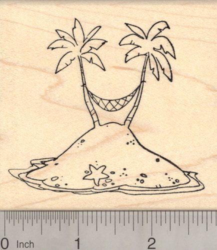 Tropical Island Rubber Stamp with Palm Trees and Hammock >>> Check out the image by visiting the link. Sketch Line Art, Custom Rubber Stamps, Pet Vet, Mythological Creatures, Tropical Island, Sketches Easy, Ink Stamps, Flags Of The World, Stamp Making