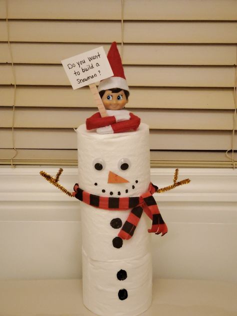 Elf Do You Want To Build A Snowman, Elf On The Shelf Snowman, Elf 2023, Elf Snowman, Elf Funny, Awesome Elf On The Shelf Ideas, Elf Activities, Xmas Elf, Elf Fun