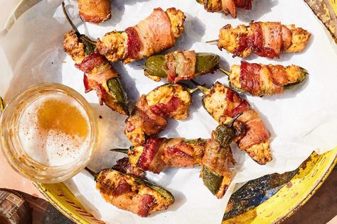 Cheesy Chorizo Stuffed Bacon Wrapped Jalapeños Chorizo Stuffed Jalapenos, Chorizo Jalapeno Poppers, Appetizers Party Ideas, Stuffed Jalapeños, Easy Delicious Appetizers, How To Cook Chorizo, Whats Gaby Cooking, Bacon Wrapped Jalapenos, Stuffed Jalapenos With Bacon