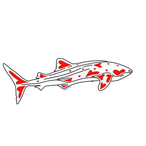 Heart Shark Tattoo, Red Shark Tattoo, Red Hearts Tattoo, Shark Heart, Fish Doodle, Whale Shark Tattoo, Red Heart Tattoos, Hearts Tattoo, Art Collages