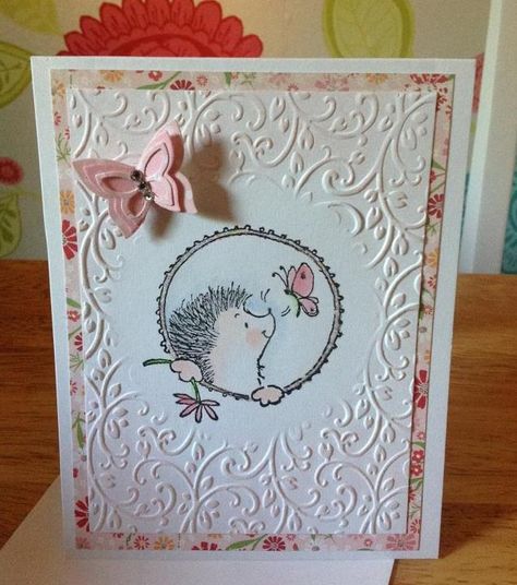 Hedgehog Cards, Penny Black Cards, Penny Black Stamps, Bday Cards, Embossed Cards, Butterfly Cards, Penny Black, Animal Cards, Pretty Cards