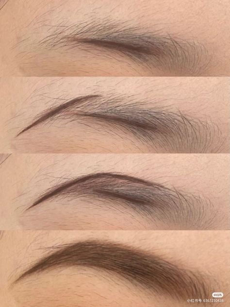 Diff Eyeliner Looks, Eye Brow Drawing Tutorial Step By Step, Soft Eyebrow Tutorial, Tutor Alis Natural, Tutor Eyeshadow, Tutor Alis, Mek Up, Makeup Placement Face, Tutor Makeup