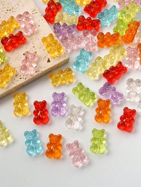 Multicolor  Collar  Polyresin   Embellished   Jewelry Making Gummy Bear Beads, Cute Gummy Bear, Bear Lamp, Mixed Jewelry, Gummy Bear, Jewelry Making Charms, Gummy Bears, Diy Beads, Jewelry Crafts