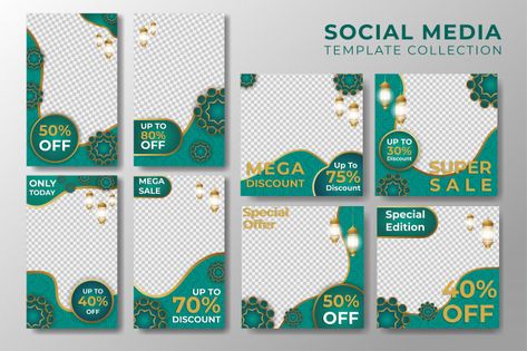 Social media instagram stories and post islamic template Premium Vector | Free Vector #Freepik #vector #freebanner #freesale #freewinter #freeislamic Live Report Instagram Story, Islamic Template, Live Report, Valentine Poster, Illustrator Design Tutorial, Vector Banner, Food Graphic Design, Instagram Layout, Social Media Design Inspiration