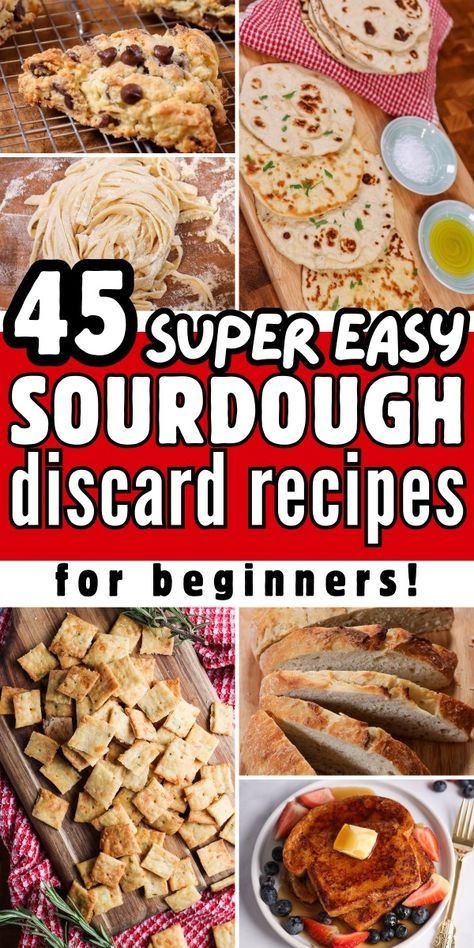 These 45 unbelievably quick and easy sourdough discard recipes are SO good that you’ll want to make them all the time! In a time crunch? No worries! You can make any of these easy sourdough recipes in less than one hour. All you need are a few simple ingredients like flour, water, salt, and sourdough discard or an active sourdough starter. These recipes are so quick that you can make them in the morning for breakfast. You can also eat these later for dessert! Not all of these are bread recipes. Some are cookies, muffins, bagels, crackers, and even sandwich bread! Sourdough Beginner Recipe, Sourdough Starter No Discard, Same Day Sourdough Recipes, Sourdough Bread Starter Recipe, Sourdough Recipes Bread, Discarded Sourdough Starter Recipes, Sourdough Beginner, Sourdough Discard Recipes Easy, Sourdough Recipes With Starter