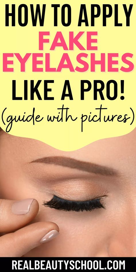 Easiest Way To Put On Fake Eyelashes, Diy Fake Lashes, How To Fix Lashes For Beginners, How To Put On Eyelashes, How To Put Eyelashes On, How To Apply Eyelashes, Fake Eyelashes Applying Tutorial, How To Put Lashes On Yourself, How To Apply False Eyelashes