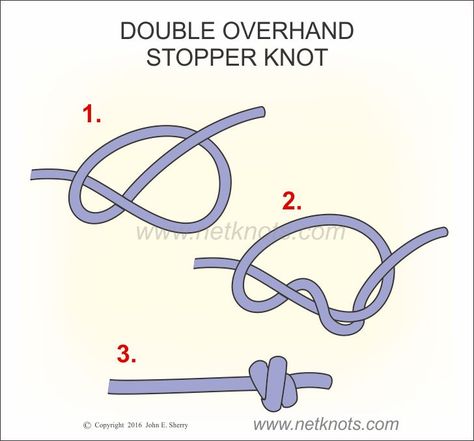 Double Overhand Stopper Knot | Easy to tie stopper knot illustrated and animated Stopper Knot, Animated Knots, Simpul Dasi, Camping Knots, Knots Guide, Overhand Knot, Knot Braid, Gelang Manik-manik, Knots Diy