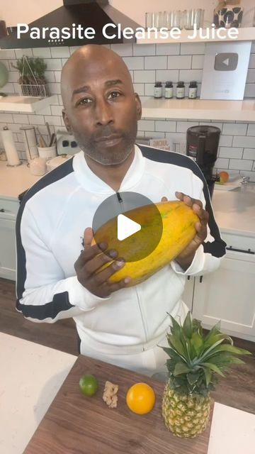 Harold Leffall on Instagram: "Parasite Cleanse Juice.  1 papaya 1 pineapple 1 orange 1 lime  1” ginger  Eat a tablespoon of the seeds daily as well.  Get Ya Juice On!  The juicer I am using is the Kuvings AUTO10. Use my code JuiceGuy and save 10%. Link for juicer is in my bio.  #health #healthylifestyle #parasite #healingjourney #juice #kuvings @kuvingsusa" Juicing Oranges Recipes, Juicing For Parasites, Juicing For Gut Healing, Health Benefits Of Juicing, Papaya Parasite Cleanse, Juice For Nausea, Parasite Cleanse Juice Recipes, Papaya Juice Benefits, Papaya Seed Parasite Cleanse