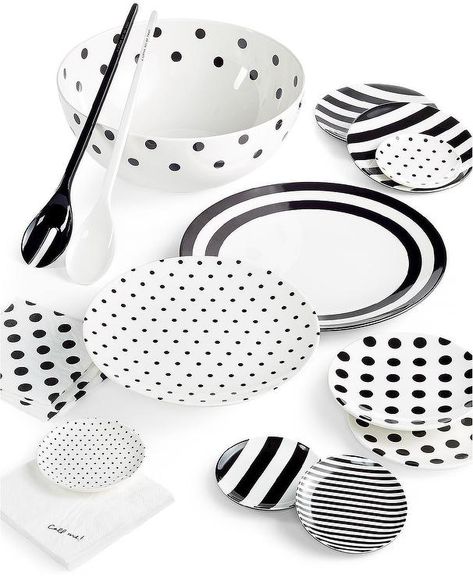 Kate Spade Inspired, Outdoor Dinnerware, Keramik Design, Black And White Decor, White Decor, Dinnerware Set, Dinnerware Sets, Tupperware, White Polka Dot