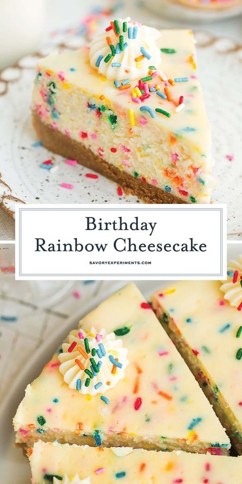 Birthday Cake Cheesecake Recipes, Cheese Cakes For Birthday, Sprinkle Cheesecake, Cheesecake Birthday, Birthday Cheesecake Recipes, Birthday Cake Cheesecake, Funfetti Cheesecake, Birthday Cheesecake, Cheescake Recipe