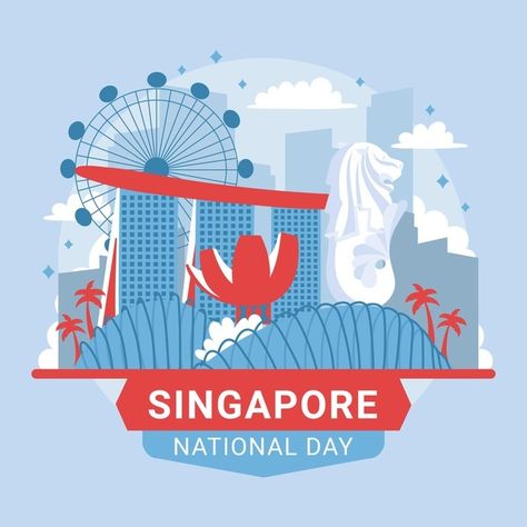 Singapore national day illustration Free Vector Singapore Illustration Graphics, Singapore Illustration, Singapore National Day, Day Illustration, National Day, Art Lessons, Paper Art, Graphic Resources, Singapore