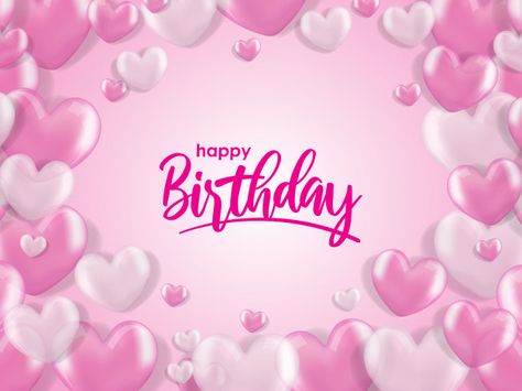 Happy Birthday Instagram Story, Realistic Heart, Birthday Typography, Birthday Wishes Greetings, Happy Birthday Wallpaper, 3d Vector, Birthday Wallpaper, Birthday Blessings, Birthday Posts