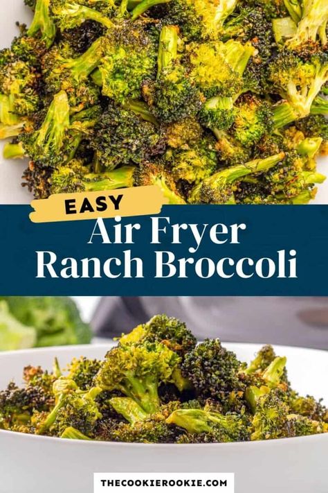 Air Fryer Roasted Broccoli, Air Fryer Frozen Broccoli, Quick Easy Side Dishes, Air Fryer Broccoli, Seasoned Broccoli, How To Cook Broccoli, Fried Broccoli, Optavia Recipes, Healthy Side Dish