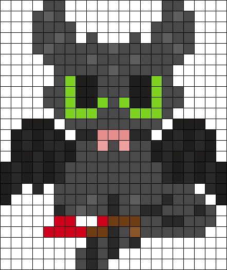 Toothless Chibi Perler Bead Pattern | Bead Sprites | Characters Fuse Bead Patterns Toothless Perler Bead Patterns, Toothless Perler Beads, Perler Beads Toothless, Toothless Pixel Art Grid, Httyd Cross Stitch, Toothless Dragon Cross Stitch, Ghastly Perler Bead Patterns, Pixel Dragon, Hamma Beads