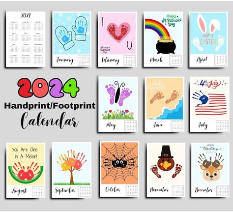 MagnoliaTeachCreate - Etsy Calendar Handprint Ideas, Monthly Handprint Art, Handprint Calendar Preschool, Craft Calendar, Handprint Calendar, Baby Footprint Art, Mom Crafts, Creative Calendar, Calendar Craft