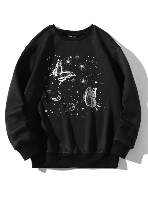 Mushroom Cartoon, Harajuku Sweatshirt, Cotton Shirts Women, Harajuku Women, Shirts Women Fashion, Galaxy Print, Oversized Pullover, Streetwear Women, Sportswear Women