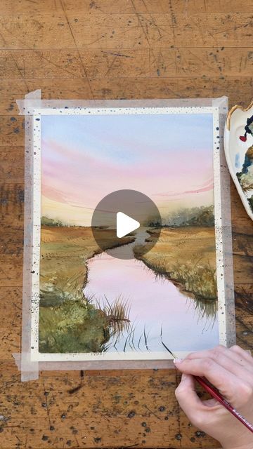 Artistic Journal, Watercolor Scenes, Marsh Painting, Diy Large Wall Art, Themed Paintings, Paintings Tutorials, Crafts Painting, Watercolor Workshop, Watercolor Tutorial