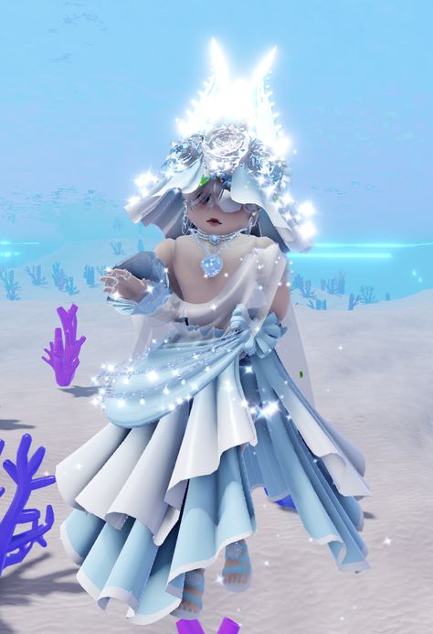 #blue #royalehigh #summer #mermaid #ocean #aesthetic #roblox #royalehighoutfits Royale High Outfits Mermaid, Royal High Mermaid Outfit, Ice Fairy Aesthetic, Royale High Ice Fairy Outfit, Rh Mermaid Outfit, Rh Summer Outfits, Royale High Mermaid Outfits, Mermaid Royale High, Ice Fairy Royale High