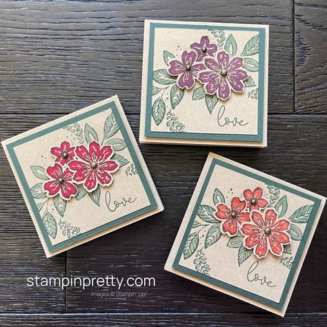 Pals Blog Hop: Stampin' Up! Sentimental & Petal Park 3 x 3 Cards - Stampin' Pretty Petal Park, Stampin Up Card Ideas, Kindness Week, Stampin Up Card, Mary Fish, Stampin Pretty, Flowers Petals, Flower Center, Punch Cards