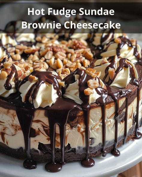 Hot Fudge Sunday, Walnut Brownie, Cheesecake Ingredients, Hot Fudge Sundae, Pastries Recipes Dessert, Fudge Sundae, Cheesecake Factory Recipes, Brownie Cheesecake, Chocolate Cheesecake Recipes