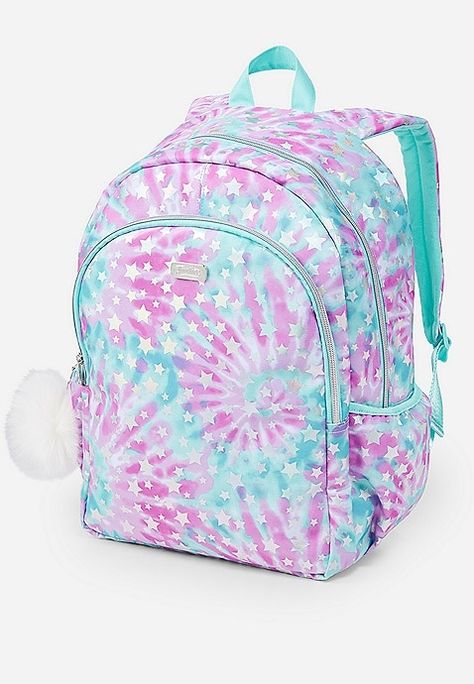 Justice School Supplies, Star Tie Dye, Tie Dye Backpack, Justice Bags, Justice Backpacks, Star Tie, Sequin Backpack, Kids School Backpack, Mini Mochila