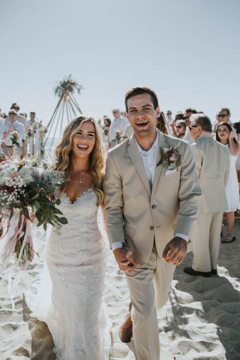 Breezy Cream and Beige Beach Wedding at Levyland Estates | Junebug Weddings Honduras Wedding, Beach Celebration, Beach Wedding Groom, California Beach Wedding, Beach Wedding Locations, Grooms Party, Beach Wedding Centerpieces, Beach Wedding Attire, Beach Theme Wedding Invitations