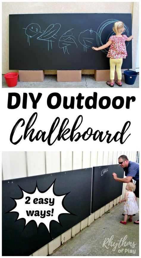 Make your own DIY outdoor Chalkboard for Backyards and Patios using these easy tips and tricks. Chalk Art Projects, Backyard Play Spaces, Outdoor Chalkboard, Kids Chalkboard, Backyard Kids Play Area, Outdoor Play Areas, Outdoor Play Area, Kids Outdoor Play, Diy Chalkboard