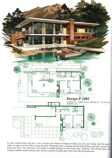 P2403 | MidCentArc | Flickr Midcentury House Plans, Mid Modern House, Mid Century House Plans, Mid Century Modern House Plans, Midcentury House, Modern House Floor Plans, Basement House Plans, Canada House, House Plans One Story