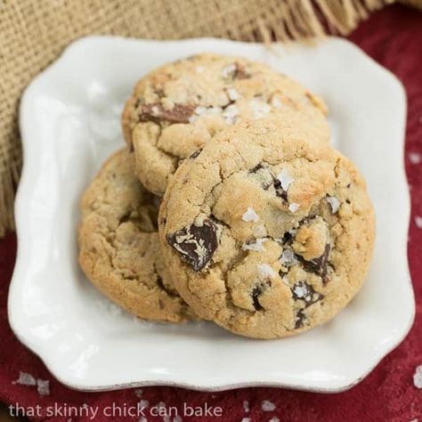 Salted Toffee Chocolate Chunk Cookies | That Skinny Chick Can Bake Squares Recipes, Toffee Chocolate, Salted Toffee, Monster Food, Brown Butter Chocolate Chip, Brown Butter Chocolate Chip Cookies, Salty Treats, Chocolate Toffee, Salted Chocolate