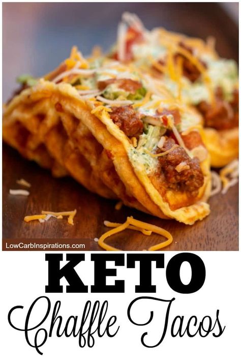 Chaffle Lunch Ideas, Low Carb Breakfast Tacos, Chaffle Recipes Easy High Protein, Keto Chaffles Low Carb Breakfast, Tuna Chaffle Recipe, Keto Travel Food, Keto Cheese Tortilla, Taco Waffles, Chaffles Recipe Keto Easy