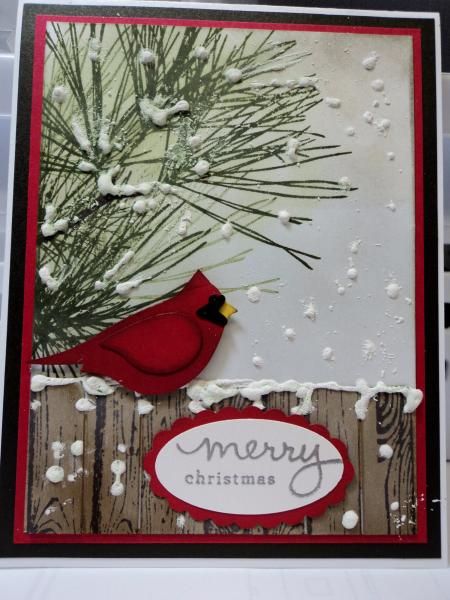 I got the inspiration from a project posted by jandjccc which has a lovely cardinal on a fence. Stampin Up Weihnachten, Memory Box Cards, Cardinal Christmas, Memories Box, Folding Origami, Prim Christmas, Christmas Card Inspiration, Homemade Christmas Cards, Stampin Up Christmas Cards