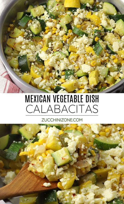 Zucchini And Squash Side Dish Recipes, Mexican Zucchini Side Dish, Zucchini Corn Recipes, Mexican Vegetable Dishes, Stovetop Zucchini, Calabacitas Recipe, Mexican Side Dish, Zucchini Side Dish Recipes, Mexican Vegetables