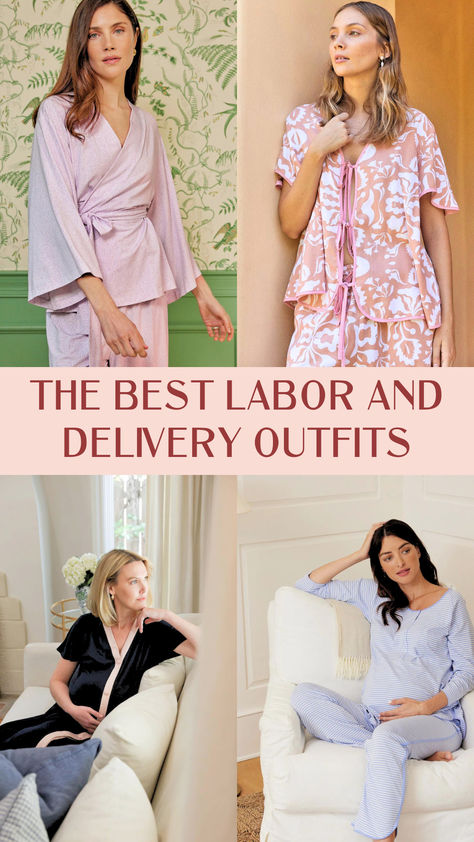 What's better than a hospital gown? What to wear when giving birth or after giving birth? These super comfortable and chic gowns and robes. | What to Wear During Labor | What to Wear After Delivery | Labour Outfit, Labor Outfit, Labor Gown Hospital, Postpartum Outfits, Honeymoon Usa, Birthing Gown, Nursing Pajama Set, Nursing Pajamas, Delivery Gown