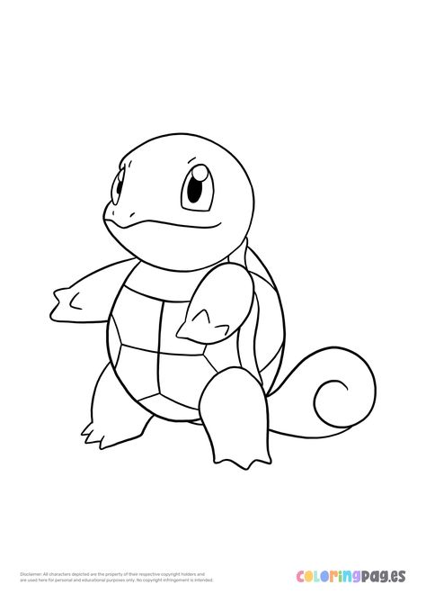 Pokémon Squirtle coloring page Squirtle Outline, Squirtle Tattoo Black And White, Squirtle Coloring Page, Squirtle Silhouette, Squirtle Drawing, Squirtle Tattoo, Shoes Painting, Shell Drawing, Pokemon Painting