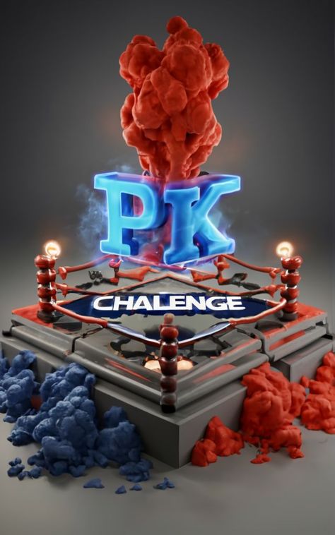 Pk Logo, A 3d Logo, Poster 3d, Photo Poster, 3d Logo, 3d Render, Boxing, Red And Blue, Iphone Wallpaper