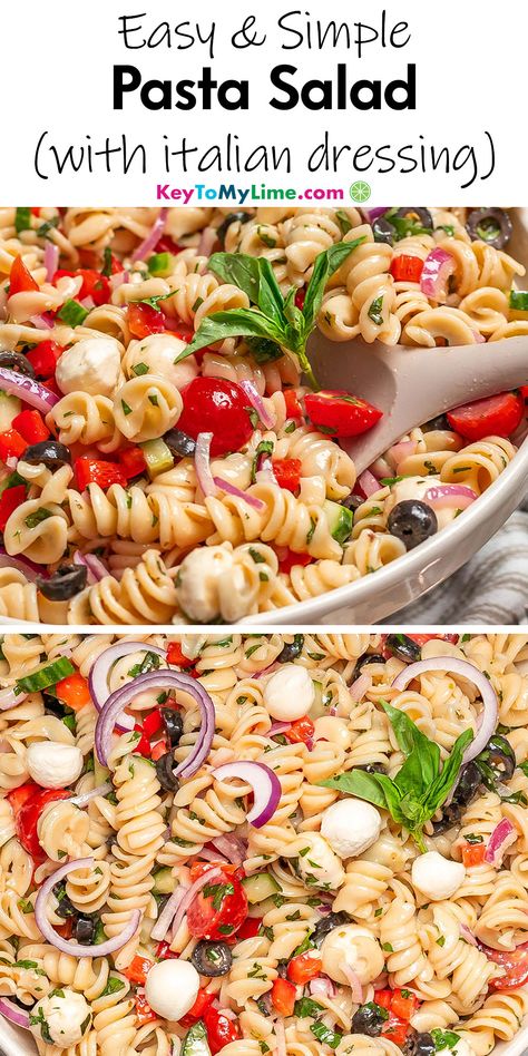 Two image of pasta salad with italian dressing, with title test at the top Classic Pasta Salad Italian Dressing, Kraft Pasta Salad, Pasta Salad Recipes Italian Dressing, Garden Pasta Salad Recipe, Quick And Easy Pasta Salad, Bbq Pasta Salad, Pasta Salad With Italian Dressing, Italian Dressing Pasta Salad, Garden Pasta Salad